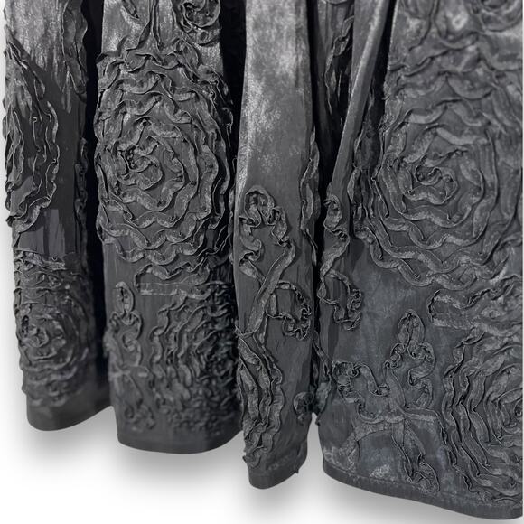 Adrianna Papell Dress Black Taffeta Fit Flare Cocktail Classic Elegant 2P - Picture 5 of 13